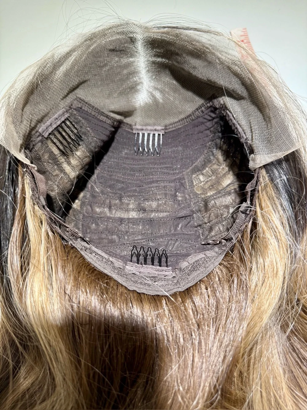 HAIR, 30” Long Layers, Center Part Ombre Variegated Highlighted Brown Shades